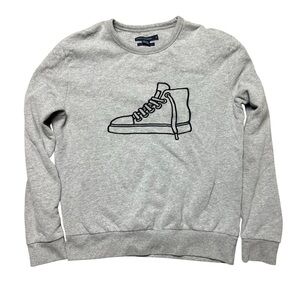 French Connection FCUK Mens Gray Graphic Sneaker Crewneck Sweatshirt Medium